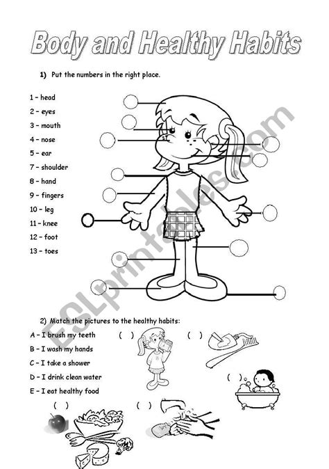 Body Parts And Healthy Habits Esl Worksheet By Noemi28