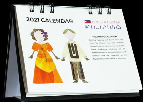 2021 Filipino Culture And Tradition Desk Calendar With Real Pressed