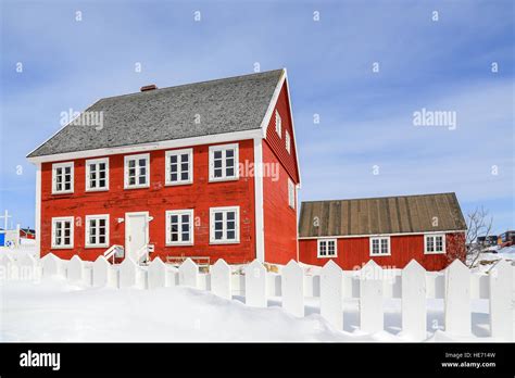 Santa Claus House And One Of A Few Tree In Nuuk Greenland Stock Photo