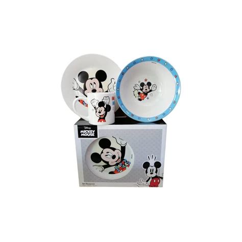 Disney Mickey Mouse Set Desayuno Vajilleria 3 Piezas Titanio