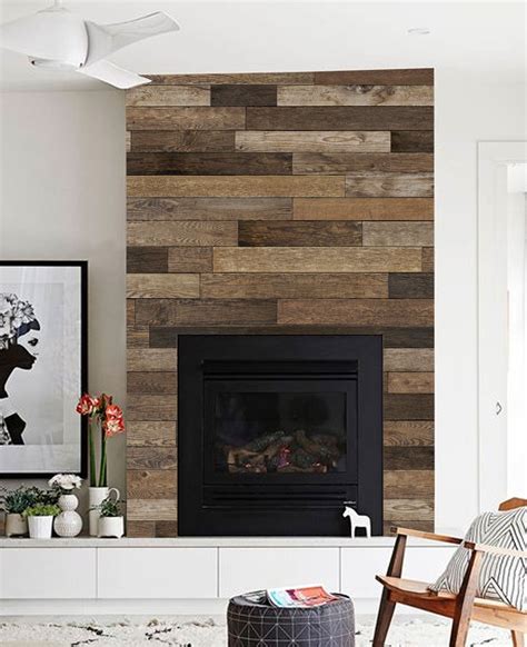 Reclaimed Wood Mural Wall Art Wallpaper Peel And Stick Simple Shapes