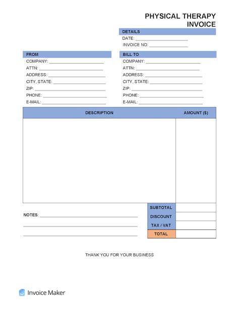 Physical Therapy Invoice Template Invoice Maker