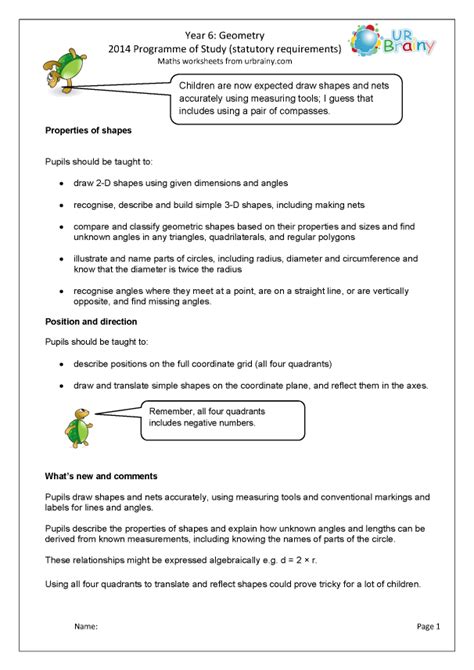 Teaching in geometry and measures should build on and extend knowledge developed in number. Programme of Study: Year 6 Geometry - Geometry (Shape) Maths Worksheets for Year 6 (age 10-11 ...