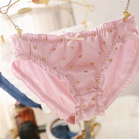 Leechee Womens Lanties Love Print Temptation Mid Waist Japanese Style Lace Ruffled Embroidered