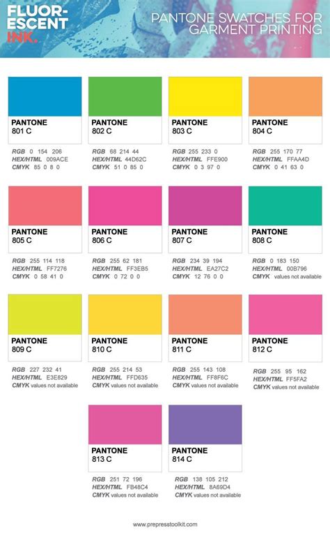 Fluorescent Pantone Swatches Neon Colour Palette Pantone Colour