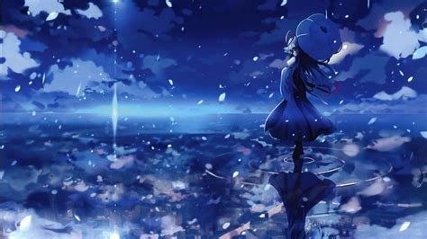 Women Water Blue Touhou Yakumo Yukari Umbrellas Skyscapes Blue Anime