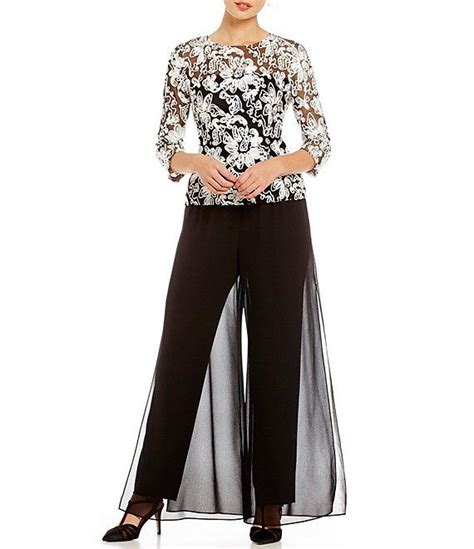 alex evenings embroidered illusion lace blouse dillard s dress pants outfits mother of bride