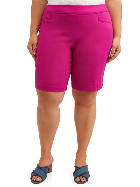 Terra And Sky Womens Plus Size Pull On Stretch Woven Short With Tummy
