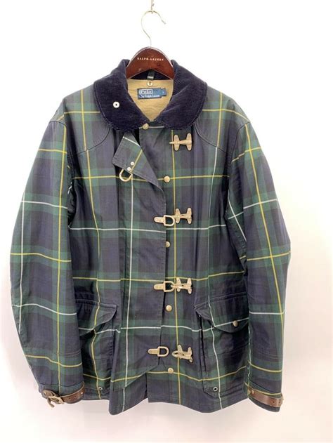 Polo Ralph Lauren Waxed Cotton Tartan Plaid Firemans Jackets Size L