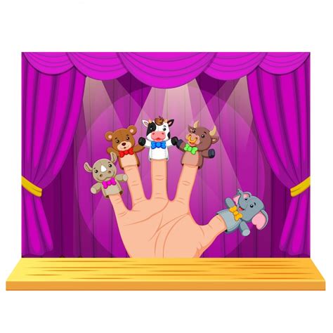 Premium Vector Hand Wearing 5 Finger Puppets In The Stage