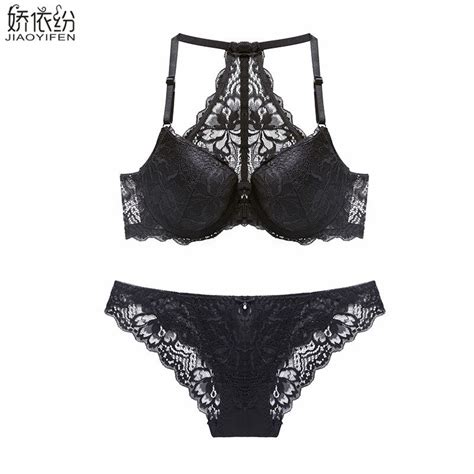 Europe Women Bra New Lace Sexy Underwear Set Embroidery Front Closure Comfortable Y Line Straps