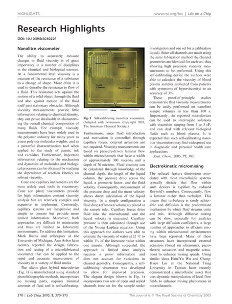 Research Highlights Lab On A Chip Rsc Publishing