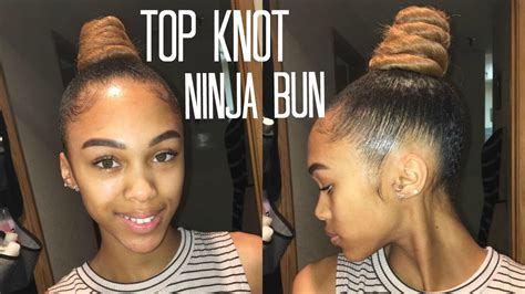 Popular Top Knot Ninja Bun With Braiding Hair Natural Hair Youtube