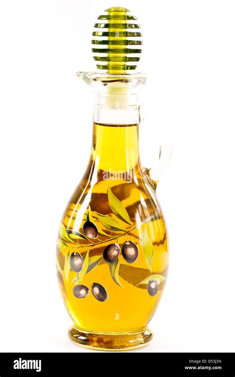 Fresh Olive Oil In A Glass Bottle On A White Background Stock Photo Alamy