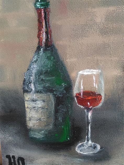 Glass Wine Painting Original Art Oil Painting Glasses Bottle Etsy