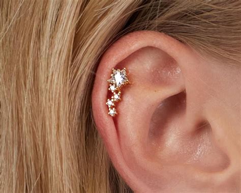 Helix Star Stud Piercing Cartilage Stud Earrings In 925 Etsy