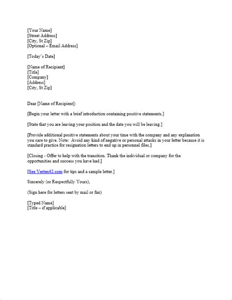 Blank Resignation Form Sample Resignation Letter