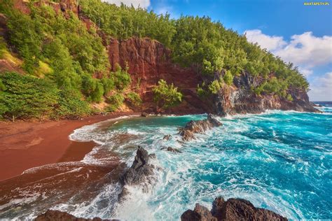 Tapety Zdjęcia Hawaje Roślinność Morze Skały Wyspa Maui