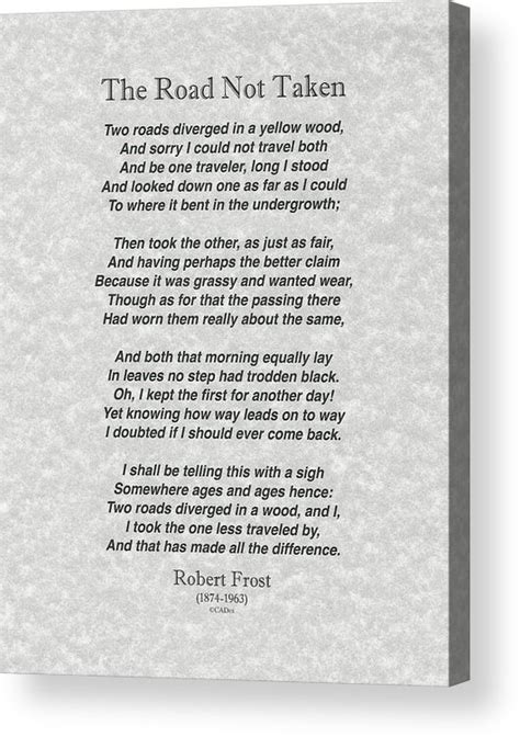 The Road Not Taken By Robert Frost Acrylic Print By Desiderata Gallery