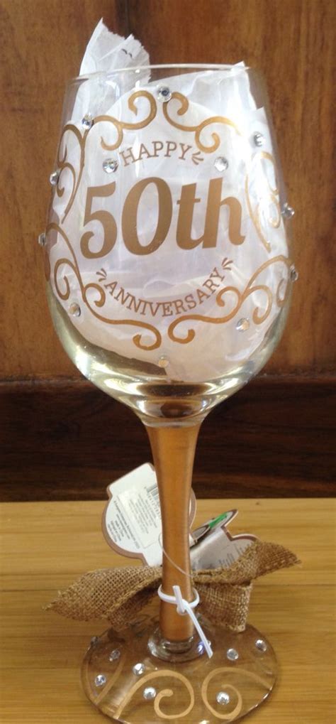 Happy 50th Anniversary Wine Glass 50th Anniversary Glass Wine Craft Happy 50th Anniversary