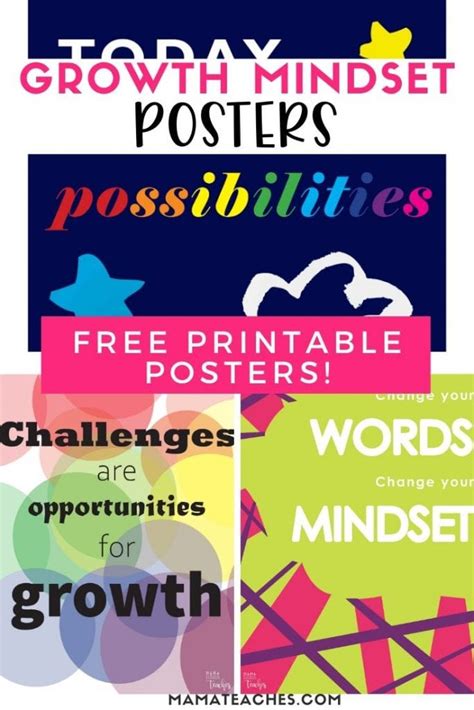 Growth Mindset Posters Free Printables Mama Teaches