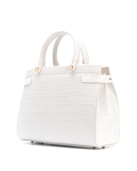 Furla Lady M Crocodile Effect Tote In White Lyst