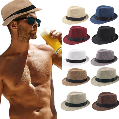 Leaqu Unisex Summer Panama Straw Fedora Hat Short Brim Roll Up Cap