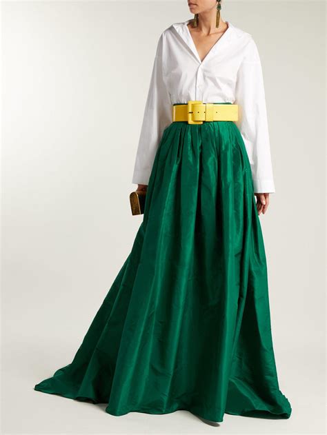 Carolina Herrera High Rise Silk Taffeta Ball Gown Skirt In Green Lyst