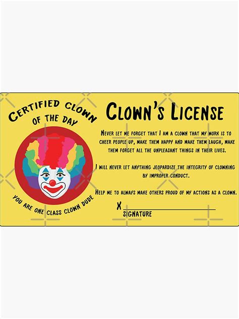 Clown Certificate Sample Certificate