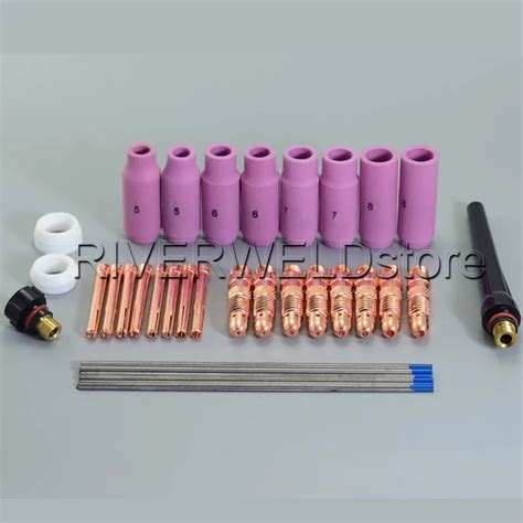 Tig Kit Collet Body Back Cup Lanthanated Tungsten Electrodes