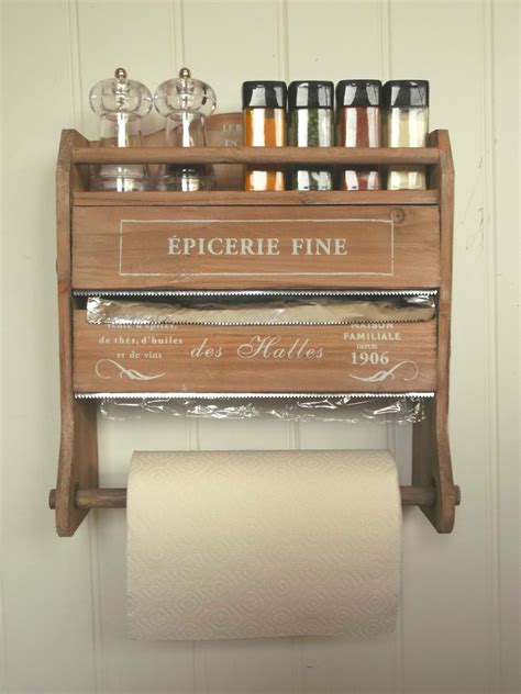 Buy top selling products like hutzler refillable wrap dispenser and idesign® axis over the cabinet basket organizer. Shabby Chic French Kitchen Roll Dispenser Cling Film Tin Foil Holder Wall Unit - Amazing Grace ...