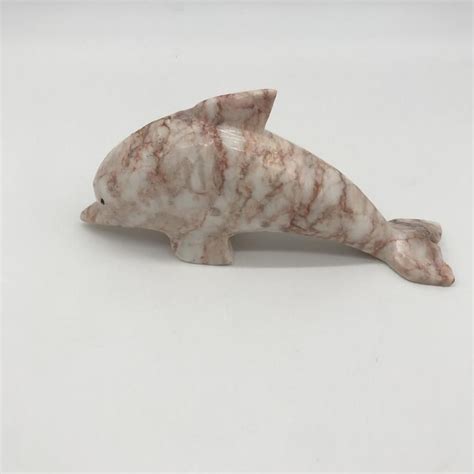 Marble Dolphin Figurine Hand Carved Sculpture 7 Pink And Etsy Hand