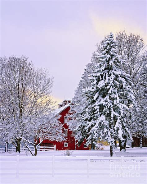 Red Barn Winter Farm Scene Photograph By Timothy Flanigan Fine Art