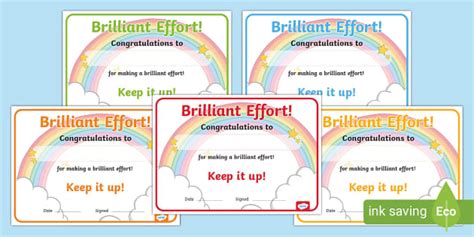 Brilliant Effort Certificates Teacher Made Twinkl
