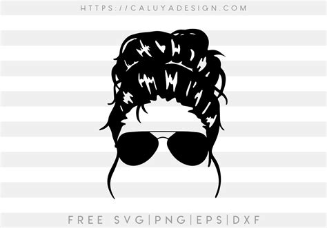 Free Messy Bun With Sunglasses SVG - CALUYA DESIGN
