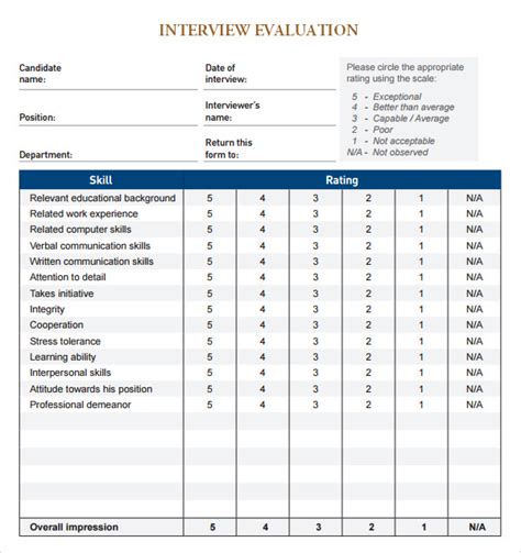 Interview Feedback Template Word Pdf Template