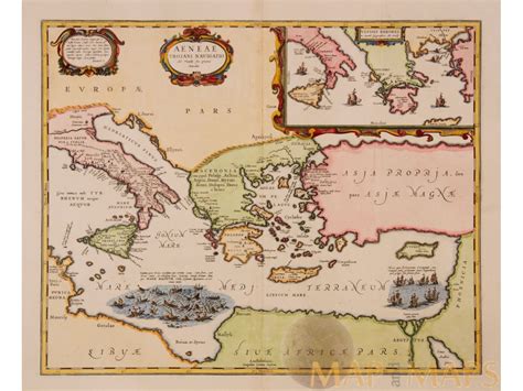 Mediterranean Old Map Trojan War Ancient Greece Jansson Mapandmaps