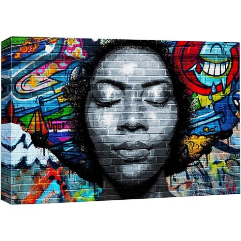 Canvas Wall Art African American Black Women Vibrant Collage Graffiti