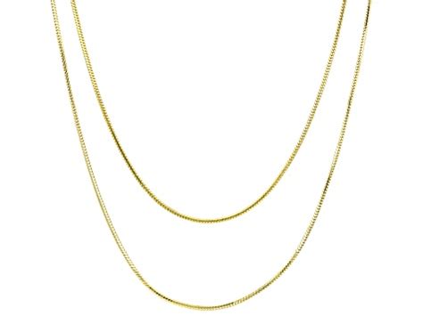 K Yellow Gold Over Sterling Silver Set Of Two Inch Snake Chain