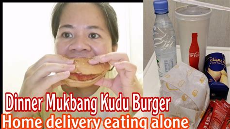 Dinner Mukbang Kudu Burger Home Delivery Eating Alone Ofw Life Riyadh Youtube