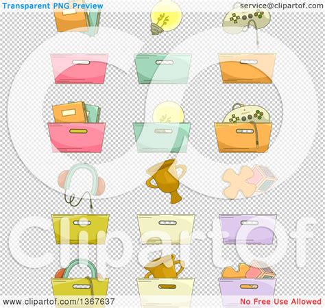 Clipart Of Sketched Organization Bins Royalty Free Vector