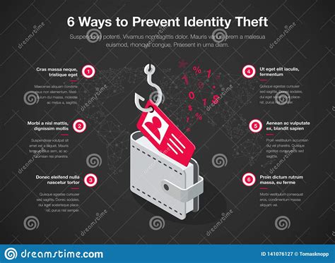 Simple Infographic For Ways To Prevent Identity Theft Dark Version Stock Vector