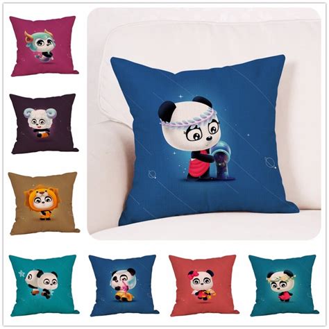 cartoon cool bear 12 constellation design indoor linen cotton pillow home decoration car chair