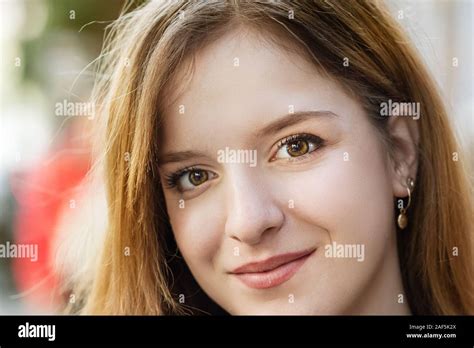 Closeup Of A Teenage Girl Blonde Hair Outdoors Stock Photo Alamy