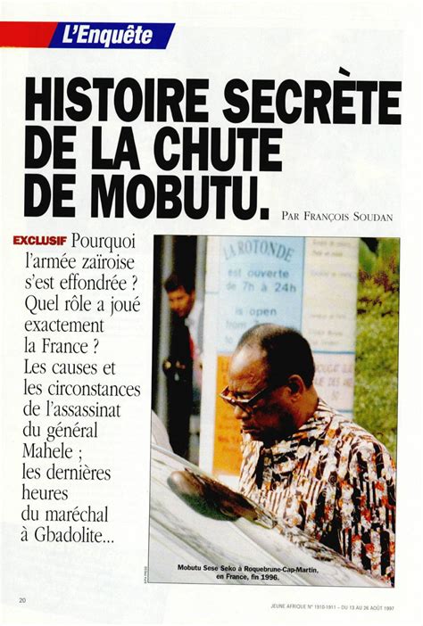 rdc l histoire secrète de la chute de mobutu jeune afrique jeune afrique afrique mobutu