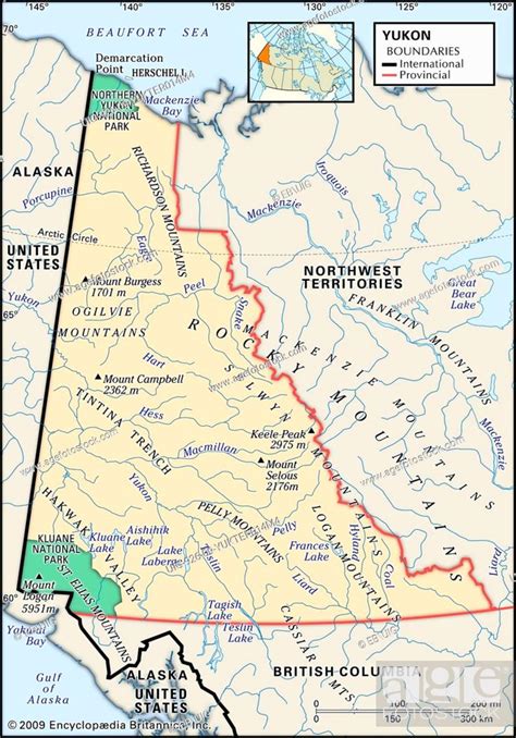 Physical Map Of Yukon Territory Canada Showing National Parks