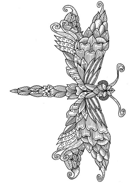 The dragon is a mythical creature. Zentagle Dragonfly coloring pages for Adults