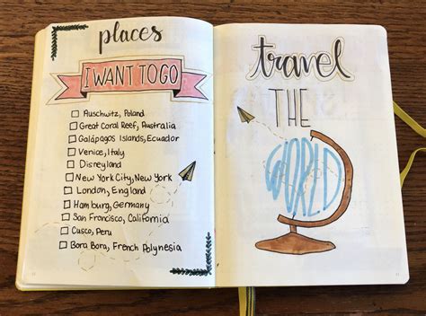 Bucket List Bullet Journal Places That I Want To Go My Bullet Journal