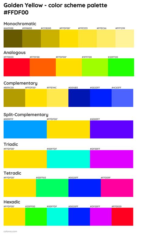 Golden Yellow Color Palettes And Color Scheme Combinations