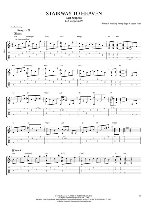 Tablature Stairway To Heaven De Led Zeppelin Guitar Pro Full Score